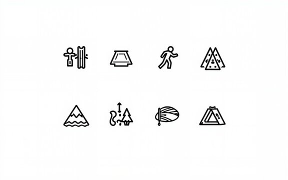 Hiking Line Editable Icons set. Contain icons related to Hiking, adventure, outdoor, mountain, nature, camping and more. Editable stroke. Vector illustration. High quality