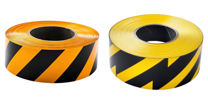 Safety tape rolls on a white background