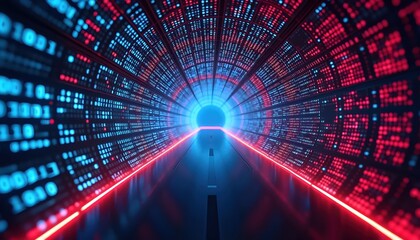 “Data Flowing Through the Neon Corridor of Digital Consciousness”