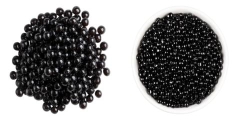 Black caviar in a white bowl, exquisite seafood delicacy for culinary pleasure