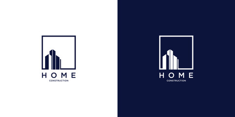 Creative home construction logo design with combination letter modern concept premium vector