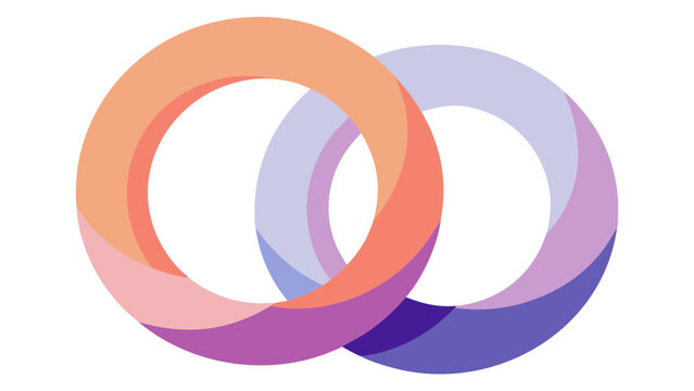 Interlocking geometric circles in warm orange and cool purple hues, creating a sense of connection, partnership, and unity. A clean, modern abstract logo concept or design element.