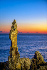 Sunrise Seascape with Chotdaebawi Rock at Donghae Coast