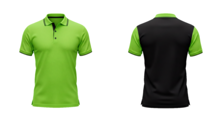 Polo shirt green black apparel clothing fashion casual wear style garment trendy design outfit uniform on transparent background