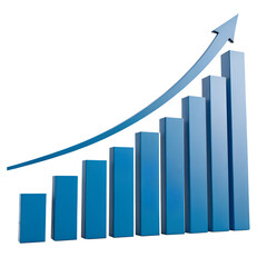Business graph growth with arrow represents upward success and finance strategy