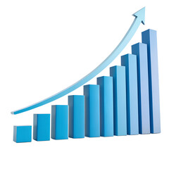 Growth chart with arrow going up showing business success and progress