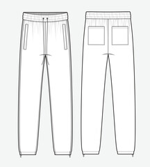 Joggers design technical flat sketch vector mockup templates.