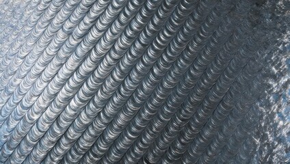 Close-up of a textured metal surface with a repetitive pattern of arc welds, showcasing industrial craftsmanship.