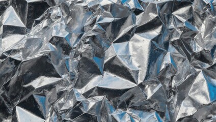 Abstract Shiny Crinkled Metallic Foil Texture Background.