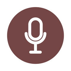 Retro microphone icon on a maroon circle isolated on transparent background