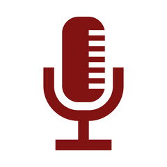 Vintage red microphone icon isolated on transparent background