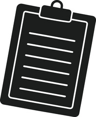 Black clipboard with white lines report silhouette