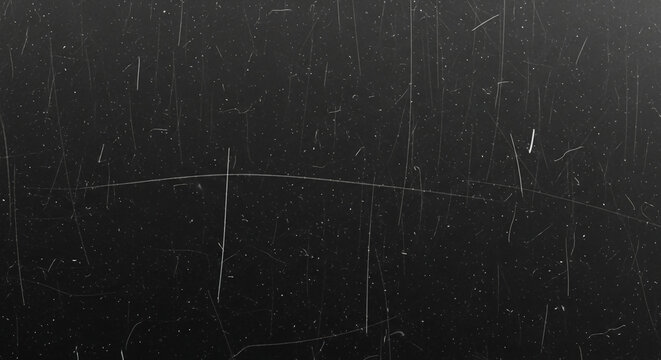 Dark grunge texture with prominent scratches and subtle dust specks, perfect as a versatile digital overlay to add a retro, aged, or distressed feel to your designs