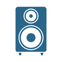 Blue audio speaker with two cones isolated on transparent background