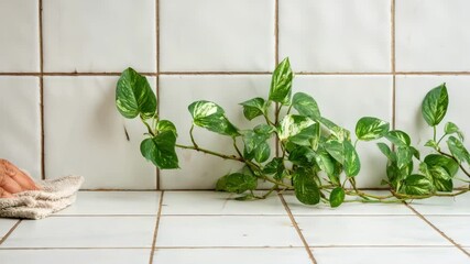 Medium shot of a person wiping a surface with a cloth soaked in plantbased biodegradable cleaner highlighting safe green cleaning practices