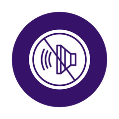 Mute speaker icon with sound waves crossed out isolated on transparent background