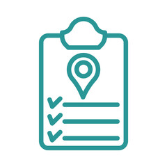 Clipboard with location pin and checklist icon isolated on transparent background
