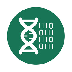 Dna molecule and binary code symbol representing genetic data isolated on transparent background