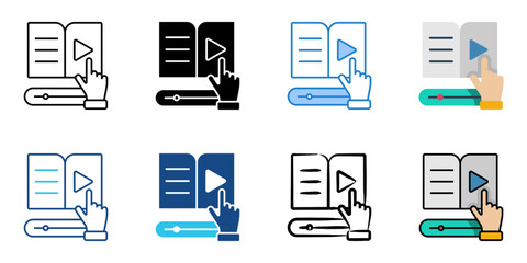 video tutorial icon set multiple style collection 
