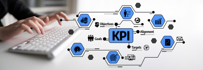 Visual representation of key performance indicators (KPI) focusing on business strategy, highlighting goals and objectives for successful team alignment and target fulfillment. Tessel