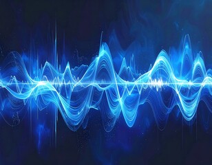 Blue, undulating energy waves, abstract representation