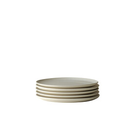 Obraz premium Elegant stack of matte off-white plates against stark white background