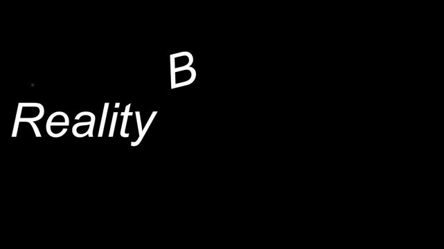 Reality bends s superscript o text in white color on a black background in a simple graphic design