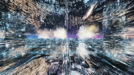 Futuristic cityscape with a large clock tower at its center comes into sharp focus in this visually striking 4K image, capturing the concept of cyberspace and digital connectivity. - Powered by Adobe