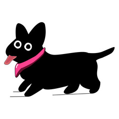 Cartoon black dog with Tongue Out Illustration