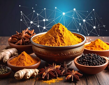 Ayurveda Harbal with AI Technology Concept with Futuristic Network Connection, harbal