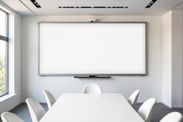 Modern Conference Room with Blank Whiteboard for Presentation. Empty conference room.