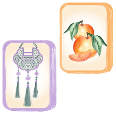 A hand-painted watercolor illustration of a single Mahjong tile in soft pastel tones. The gentle and elegant design captures the charm of traditional Asian games and is perfect for use in decorative 