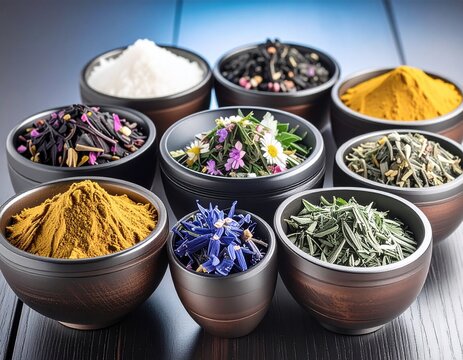 Ayurveda Harbal with AI Technology Concept with Futuristic Network Connection, harbal