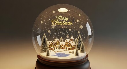 Festive christmas snow globe featuring a charming village scene with illuminated houses and falling snow creating a magical holiday atmosphere for seasonal greetings