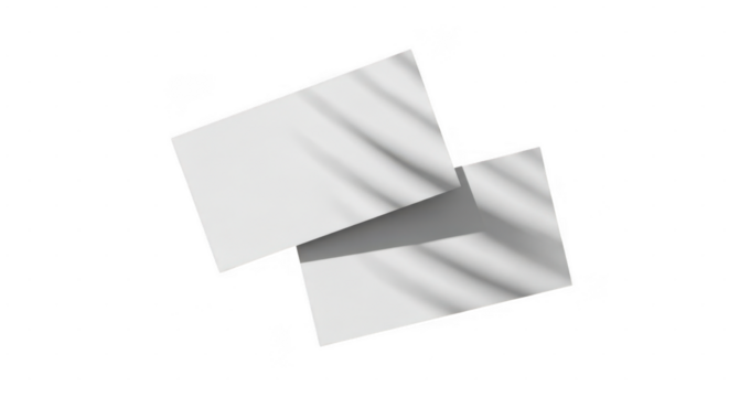 Two overlapping white paper sheets with shadow effect isolated on transparent background