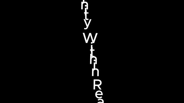 White text reading infinity within reach on a black background slightly tilted to the right side