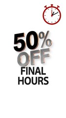 Black friday sale banner 50% discount on final hours shopping deals for business enthusiasts