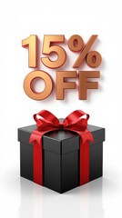 Black friday shopping banner 15% discount offer on business gifts festive environment attractive viewpoint