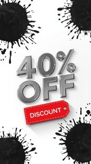 Black friday shopping banner 40% discount promotion for business in a creative graphic environment