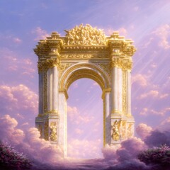 The Celestial Heaven Gate Staircase Where Angels Pray and the Holy Spirit Rises Beyond the Universe with grace, sunbeam, heaven