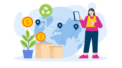 Eco-Friendly Supply Chain for Businesses Flat Vector Illustration