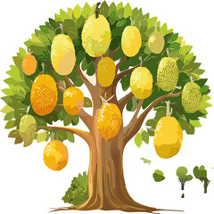 Digital Resource for Children's Books: Simplified, Brightly Colored Drawing of the Fruit Tree, Perfect for Teaching Kids about Tropical Fruits, Nature, and Healthy Eating Habits.