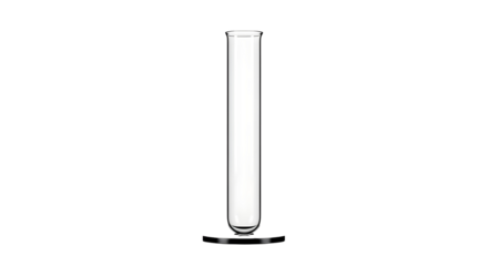 Glass test tube on white background
