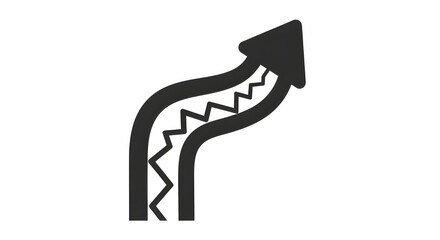 Wavy arrow with zigzag on white background