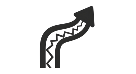 Wavy arrow with zigzag on white background