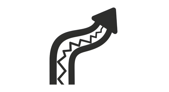 Wavy arrow with zigzag on white background