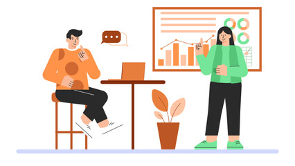 Corporate Training Session with Mentor Flat Vector Illustration