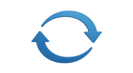 Blue recycle arrows on white background