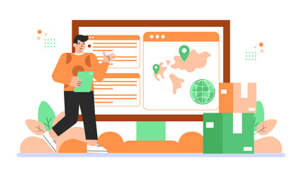 Flat Design Import Export Logistics and Shipping Flat Vector Illustration