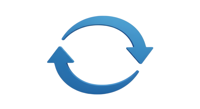 Blue recycle arrows on white background